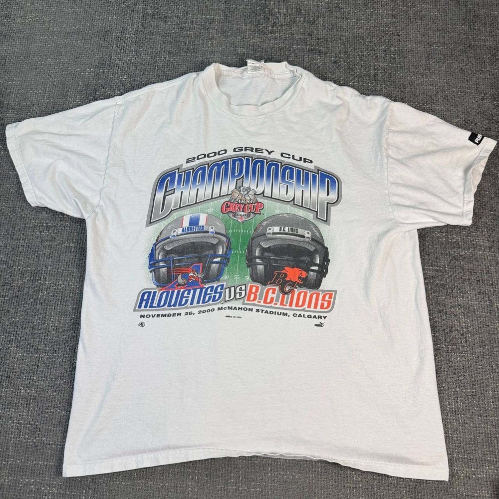 Puma 2000 Grey Cup CFL Championship T-Shirt Mens XL White Vintage Graphic